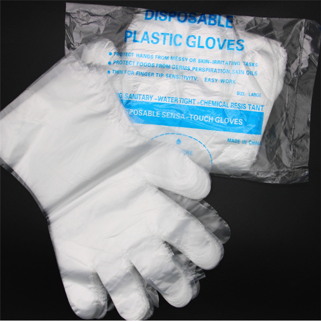 Jednorazowe rękawiczki z białego PE klasy spożywczej