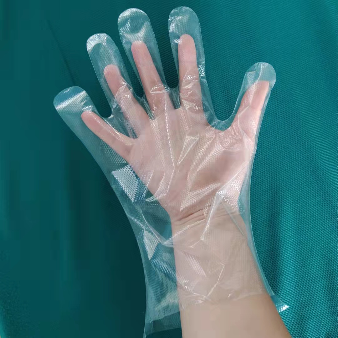 Jednorazowe plastikowe rękawiczki antypoślizgowe PE z zawieszonymi na głowie rękawicami do łatwego użycia