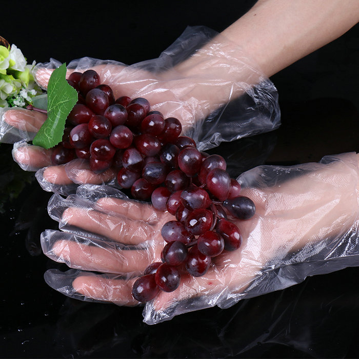 Jednorazowe rękawiczki bezpieczne dla żywności, przezroczyste PE, rozmiar damski